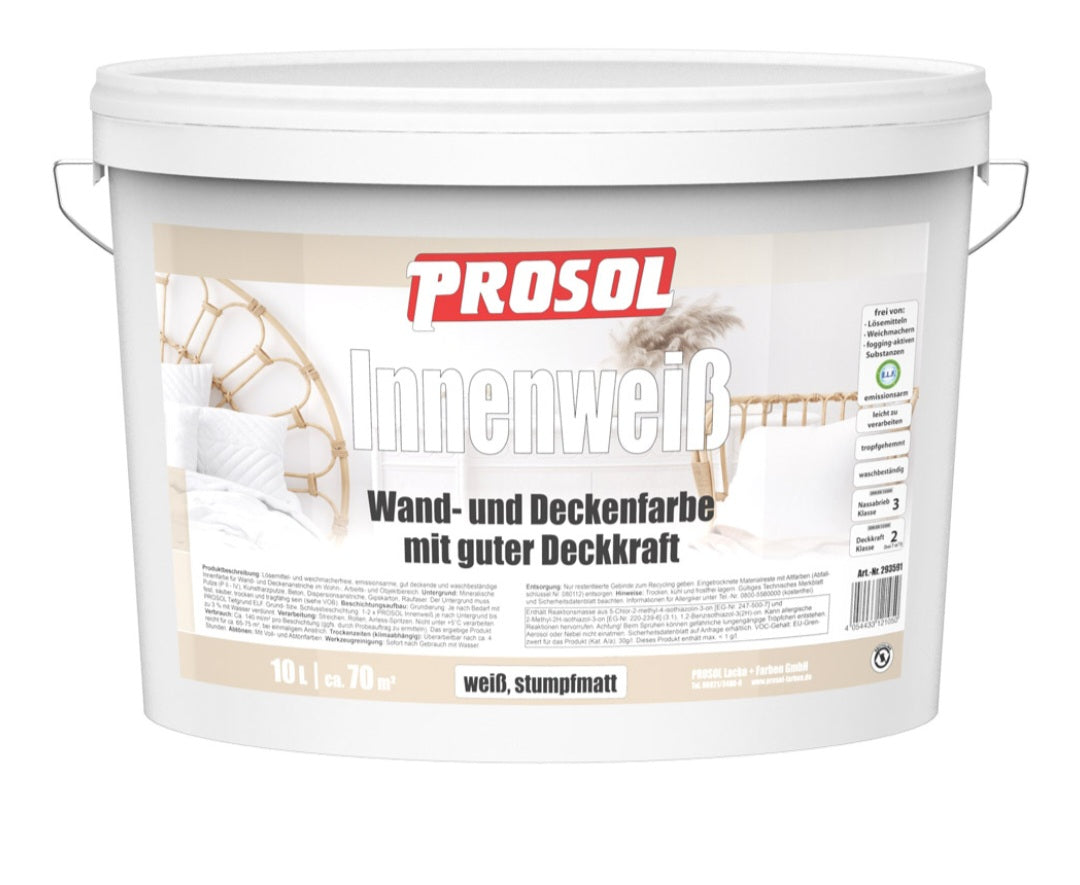 Prosol Innenweiß (Wand- und Deckenfarbe)10 Liter